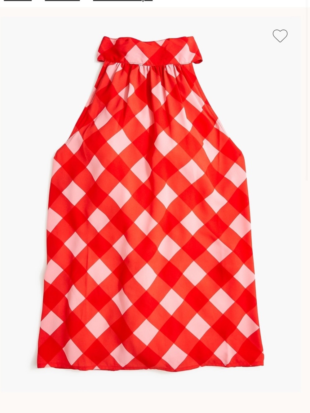 J Crew Top Gingham tie-neck tank Bow back sleeveless work casual top shirt 12